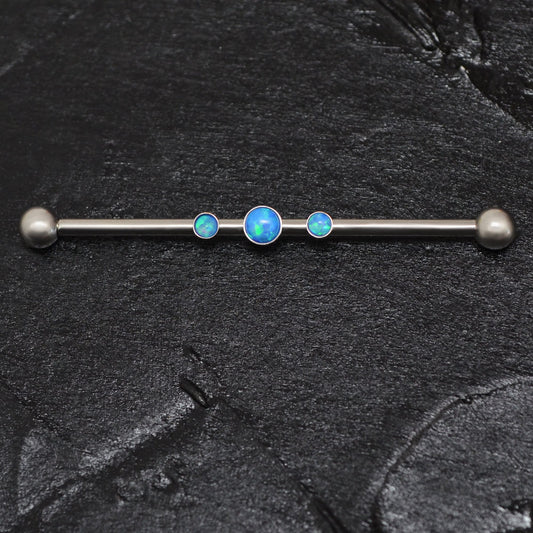 Opal Industrial Barbell Titanium Implant Grade - TitaniumFashion