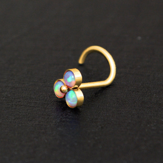 Opal Nose Stud Ring Surgical Steel - TitaniumFashion
