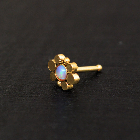 Surgical Steel Nose Screw Stud Opal - TitaniumFashion