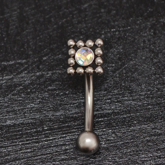Titanium Curved Barbell Piercing CZ - TitaniumFashion