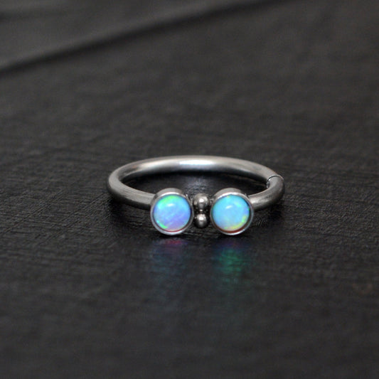 Surgical Steel Nose Hoop Opal - TitaniumFashion