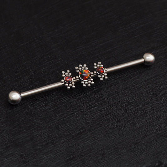 Opal Industrial Barbell 14g - TitaniumFashion