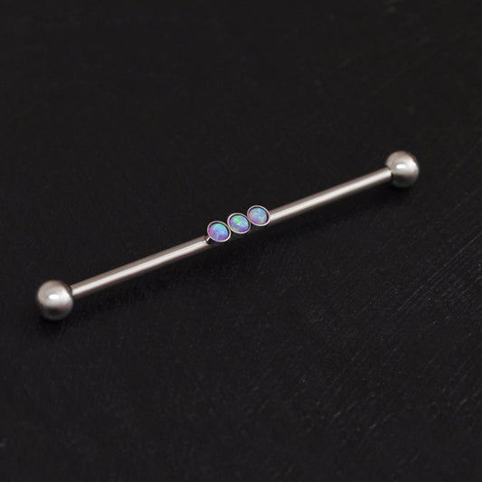Opal Industrial Barbell 14g - TitaniumFashion