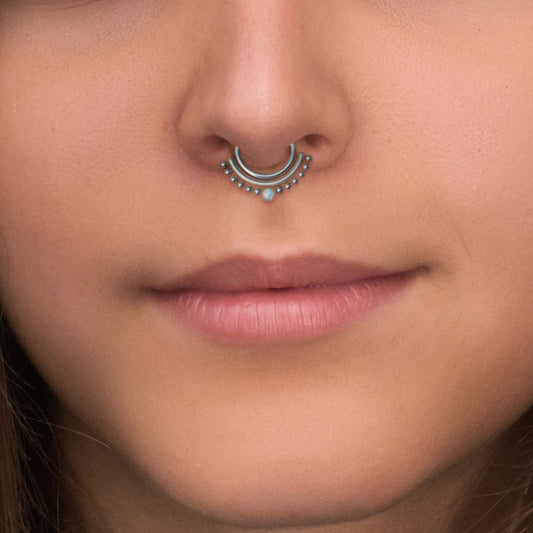 Opal Septum Ring Surgical Steel - TitaniumFashion