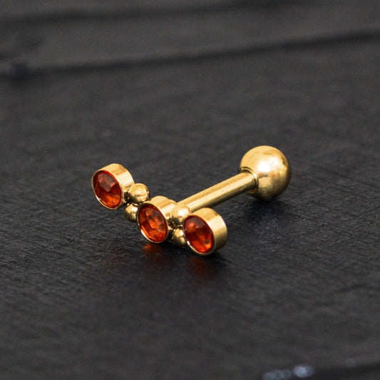 CZ Helix Curved Barbell Earring - TitaniumFashion