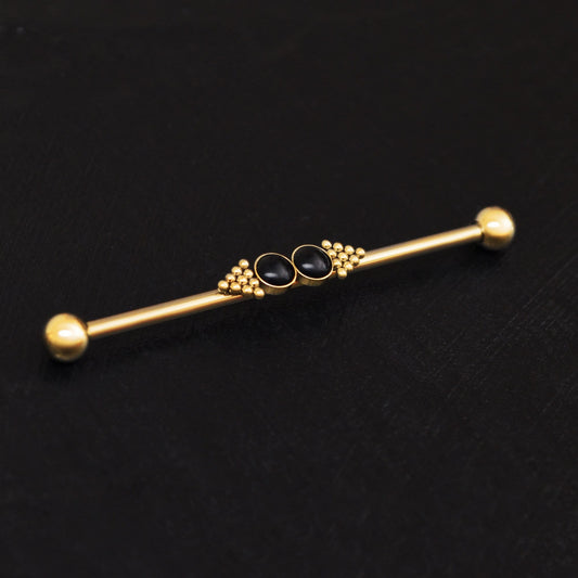 Onyx Industrial Piercing Jewelry Surgical Steel - TitaniumFashion