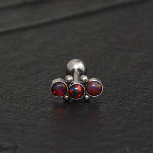 Opal Cartilage Curved Earring Titanium Implant Grade - TitaniumFashion