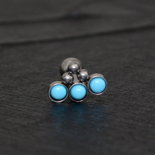 Titanium Cartilage Curved Earring Turquoise - TitaniumFashion