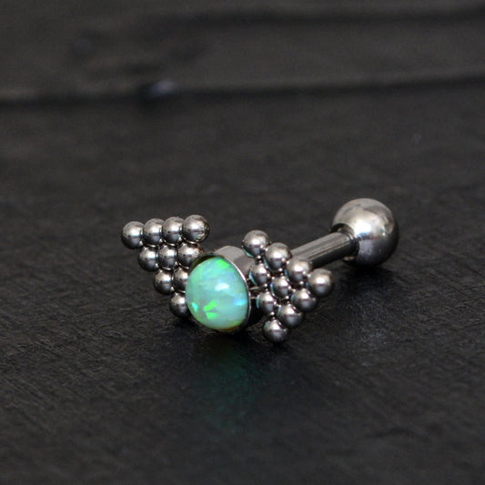 Titanium Cartilage Curved Earring Opal - TitaniumFashion