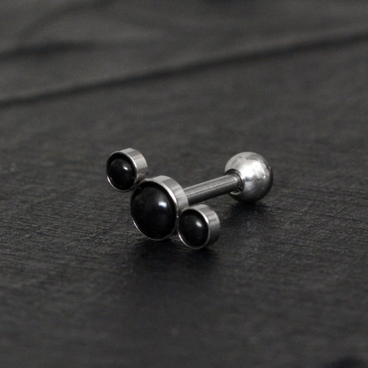 Onyx Helix Curved Barbell Earring Titanium - TitaniumFashion