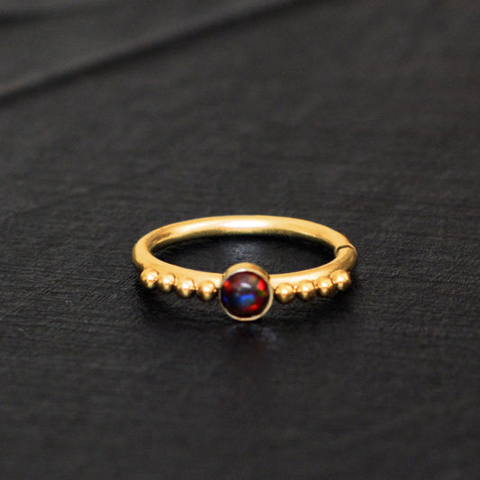Surgical Steel Nose Hoop Opal - TitaniumFashion
