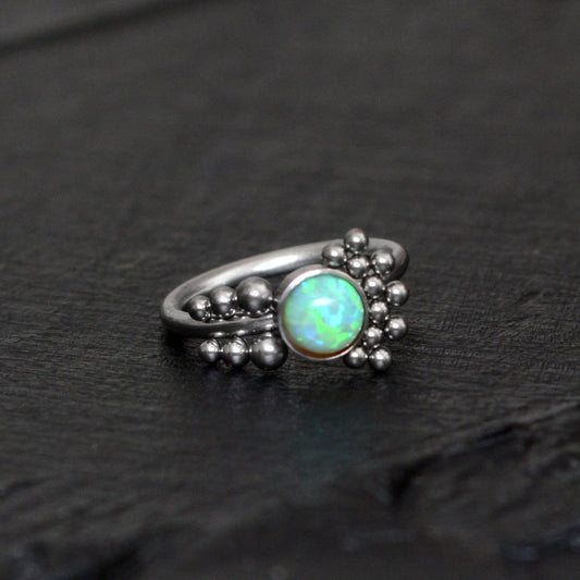 Titanium Nose Ring Hoop Opal - TitaniumFashion