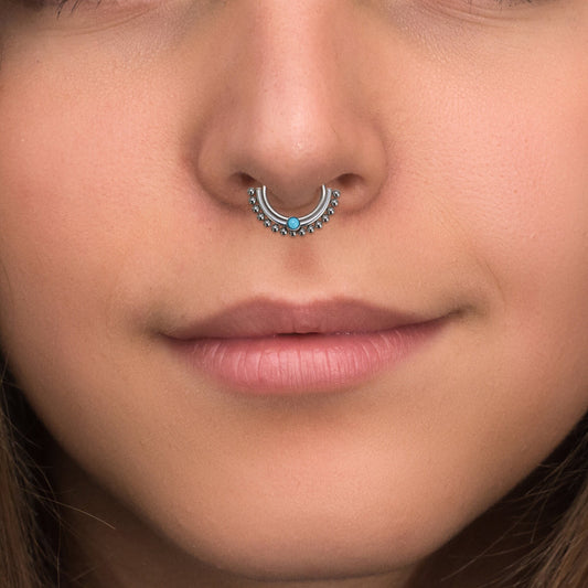 Surgical Steel Septum Ring Clicker Earring - TitaniumFashion