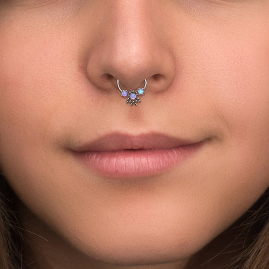 Opal Septum Clicker Hoop Titanium - TitaniumFashion