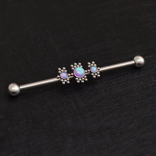Opal Industrial Barbell 14g - TitaniumFashion