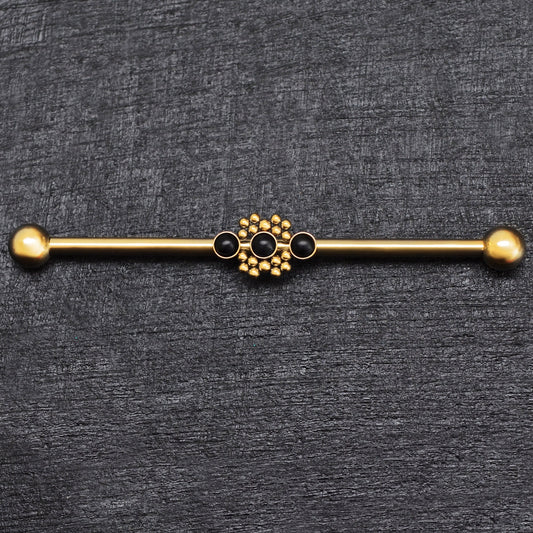 Onyx Industrial Piercing Jewelry Surgical Steel - TitaniumFashion