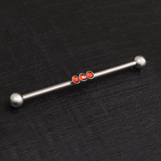 CZ Industrial Barbell 14g - TitaniumFashion