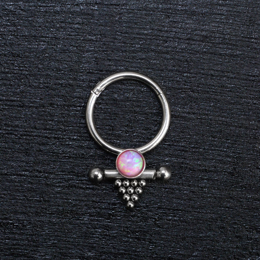 Opal Septum Hoop Surgical Steel - TitaniumFashion