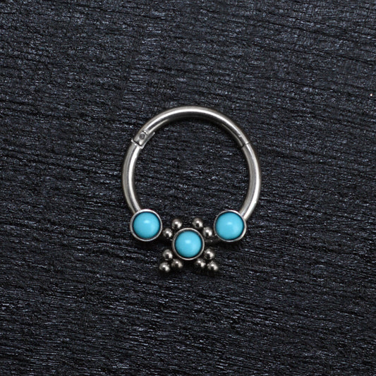 Turquoise Septum Clicker Hoop Surgical Steel - TitaniumFashion