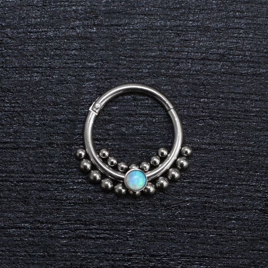 Opal Septum Ring Titanium Implant Grade - TitaniumFashion