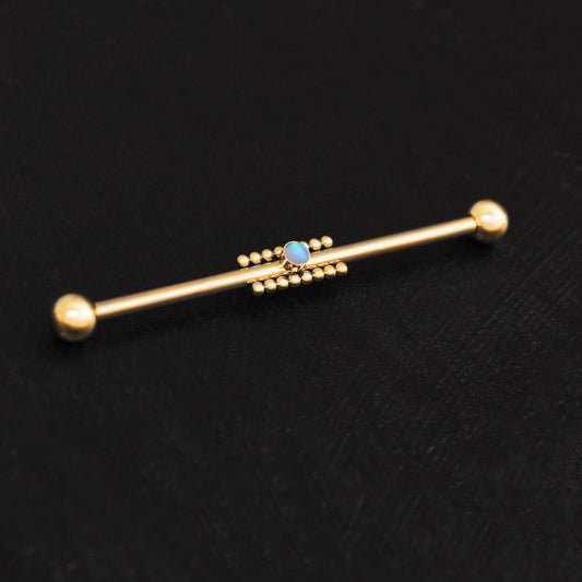 Opal Industrial Barbell 14g - TitaniumFashion