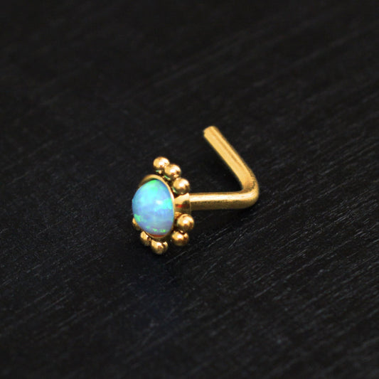 Opal Nose Stud Ring Surgical Steel - TitaniumFashion