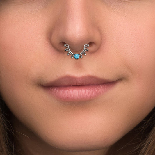 Turquoise Septum Ring Titanium Implant Grade - TitaniumFashion