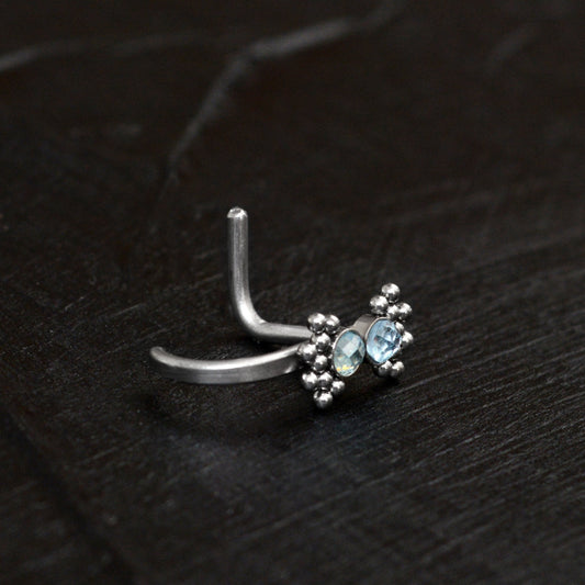 Surgical Steel Nose Stud Ring CZ - TitaniumFashion