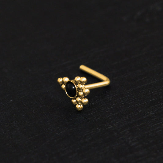 Surgical Steel Nose Screw Stud Onyx - TitaniumFashion