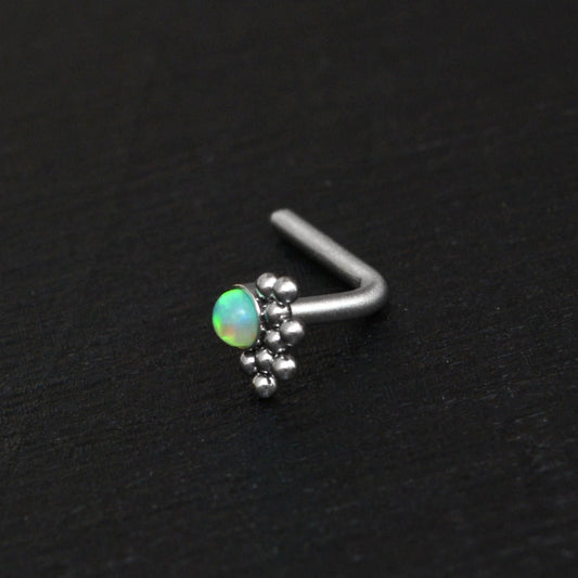 Opal Nose Stud Ring Surgical Steel - TitaniumFashion