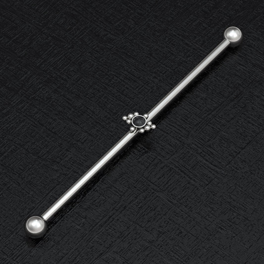 Onyx Industrial Barbell 14g - TitaniumFashion