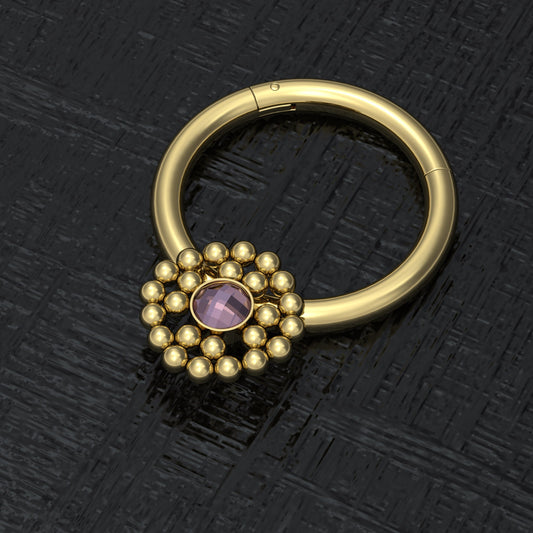 CZ Septum Clicker Hoop Surgical Steel - TitaniumFashion