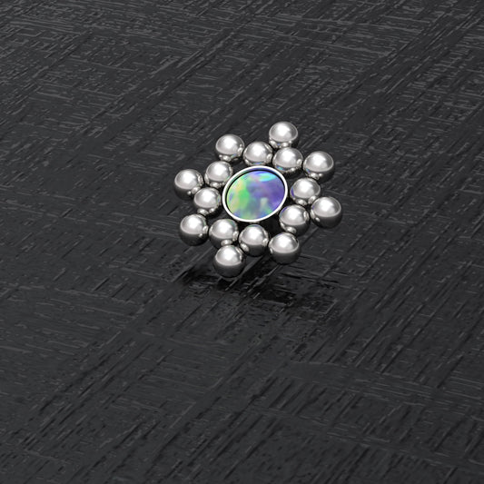 Surgical Steel Dermal Piercing Opal - TitaniumFashion