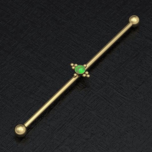 Opal Industrial Barbell Surgical Steel - TitaniumFashion