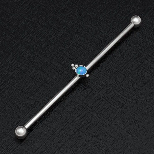 Opal Industrial Barbell Titanium Implant Grade - TitaniumFashion