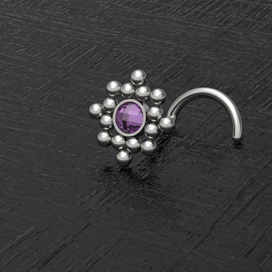 CZ Nose Stud Ring Titanium - TitaniumFashion