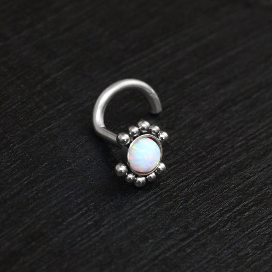 Opal Nose Bone Stud Titanium - TitaniumFashion