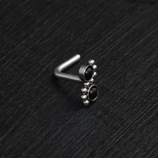 Onyx Nose Stud Ring Titanium - TitaniumFashion
