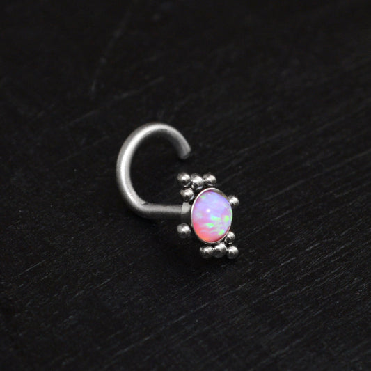 Titanium Nose Screw Stud Opal - TitaniumFashion