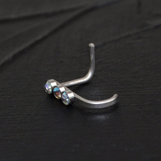 Surgical Steel Nose Hoop With Stud - TitaniumFashion