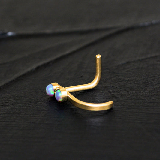 Opal Nose Hoop With Stud Surgical Steel - TitaniumFashion
