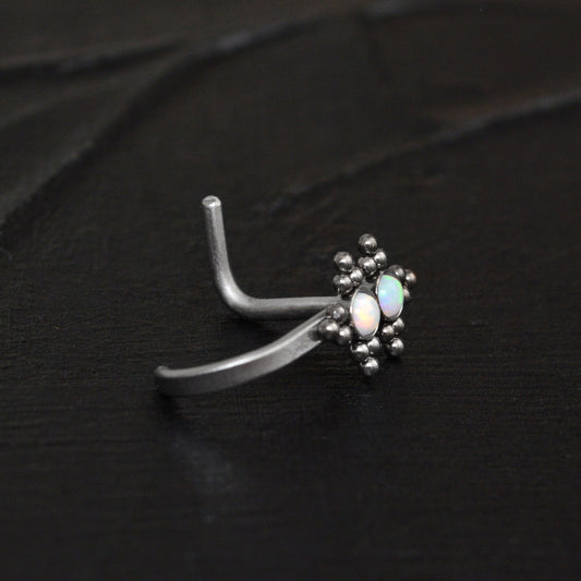 Opal Nose Stud Ring Surgical Steel - TitaniumFashion