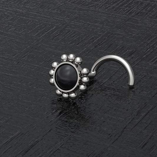 Onyx Nose Bone Stud Titanium - TitaniumFashion
