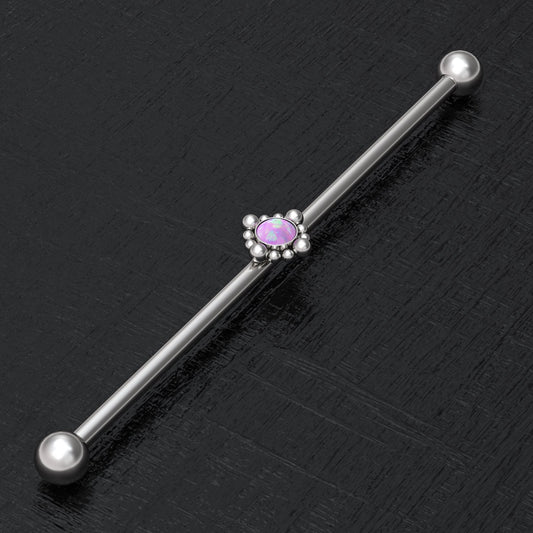 Opal Industrial Barbell Surgical Steel - TitaniumFashion