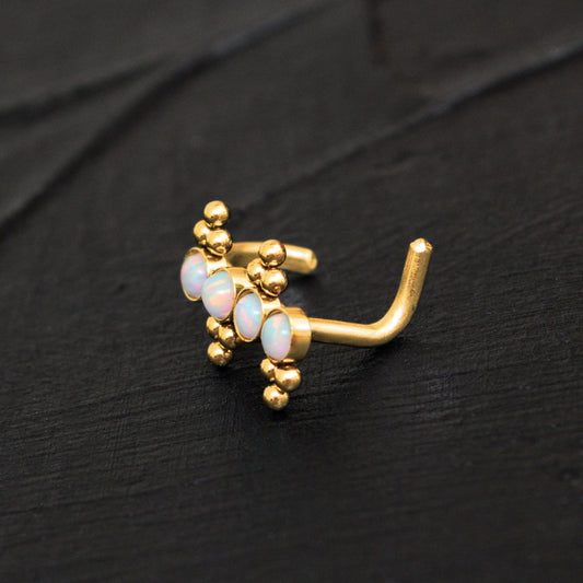 Nose Ring Stud Opal - TitaniumFashion