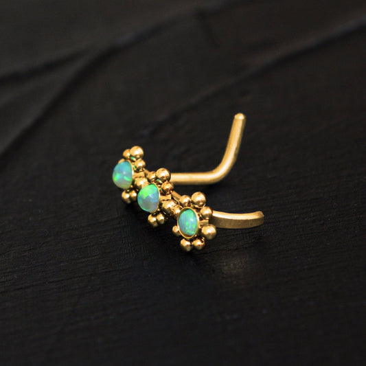 Surgical Steel Nose Stud Ring Opal - TitaniumFashion