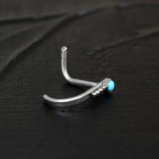 Turquoise Nose Stud Ring Titanium Implant Grade - TitaniumFashion