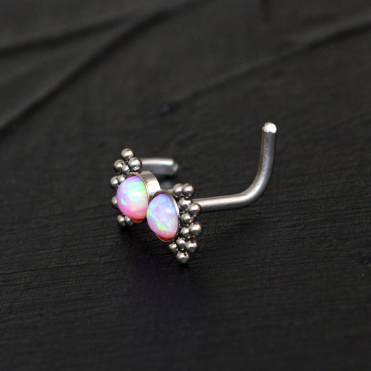 Titanium Nose Stud Ring Opal - TitaniumFashion