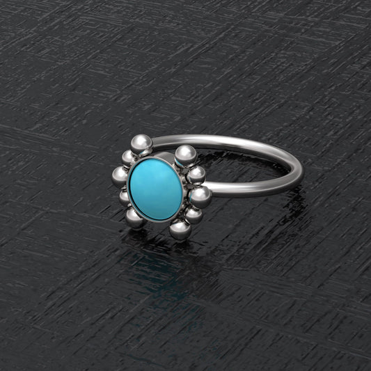 Surgical Steel Nose Hoop Turquoise - TitaniumFashion