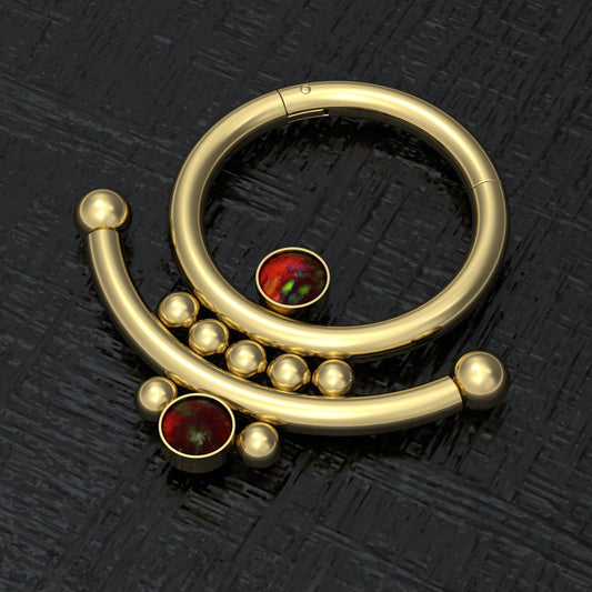 Opal Septum Hoop Surgical Steel - TitaniumFashion
